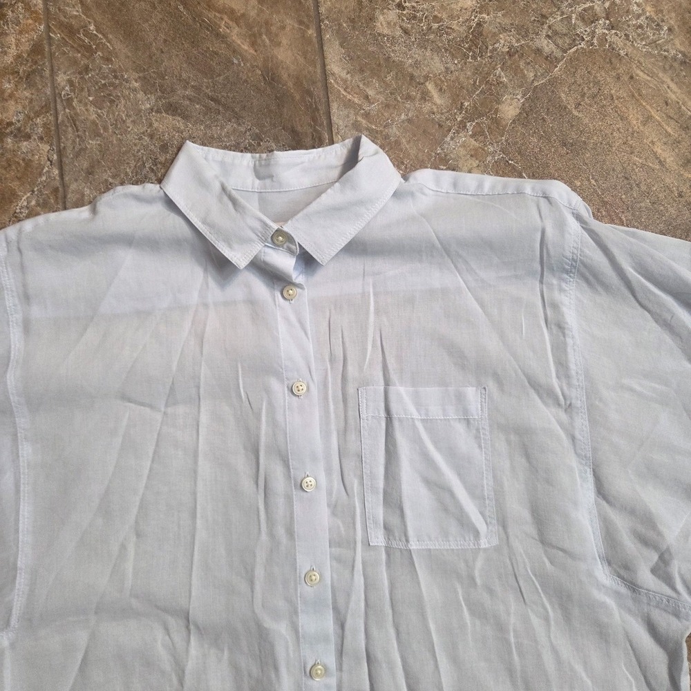 Loft Womens Light Blue Button Down Shirt Drop Shoulder Pocket XS - Picture 6 of 6